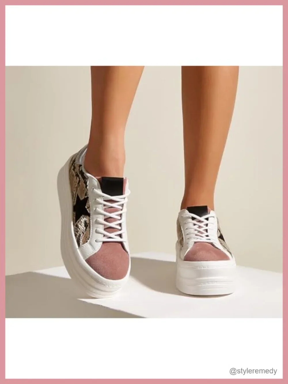Faux Suede Rainbow Platform Sneakers Womens Memory Foam Walking Shoes